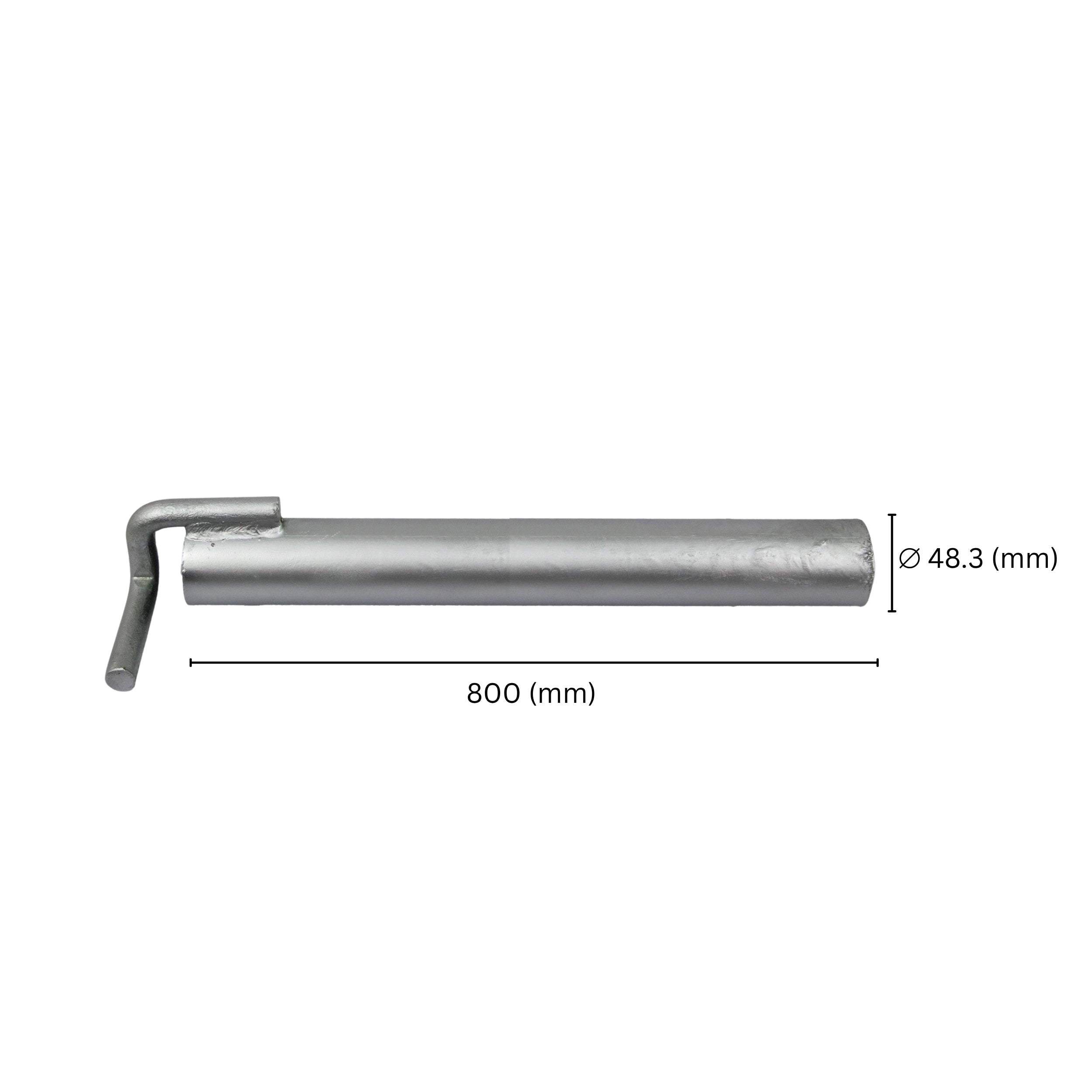 Scaffold wall tie anchor tube showing labeled size and dimensions.