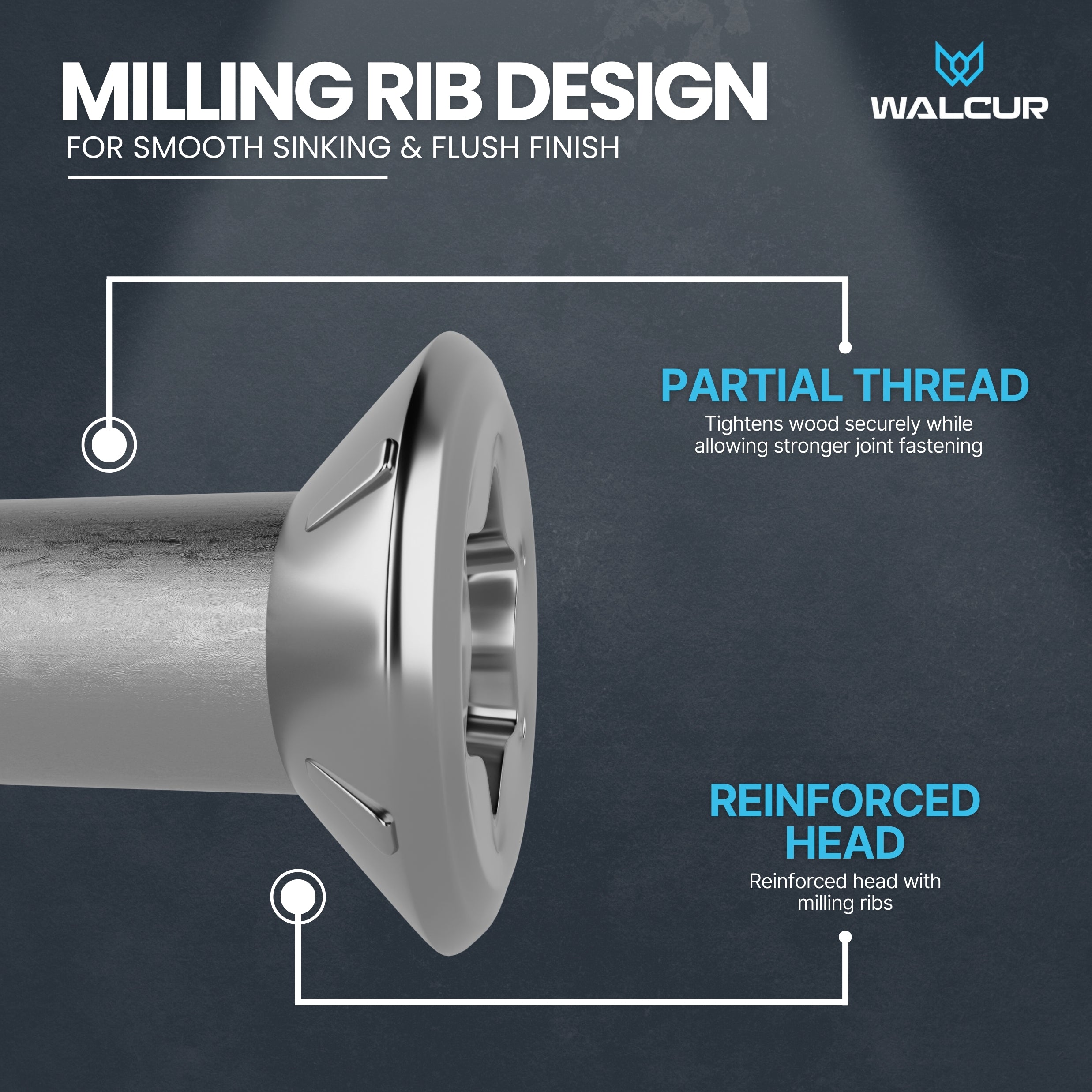 Terrace screw with partial thread